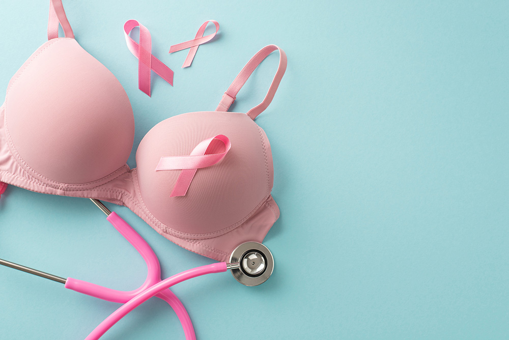 Bild eines pinken BH mit pinker Brustkrebsschleife